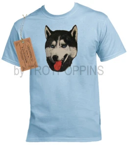 1-HUSKY GESICHT SIBIRISCH NIEDLICHER RENNHUND WELPE LIEBHABER TRAGEN T-SHIRT GRAFIK GEDRUCKT - Bild 1 von 7