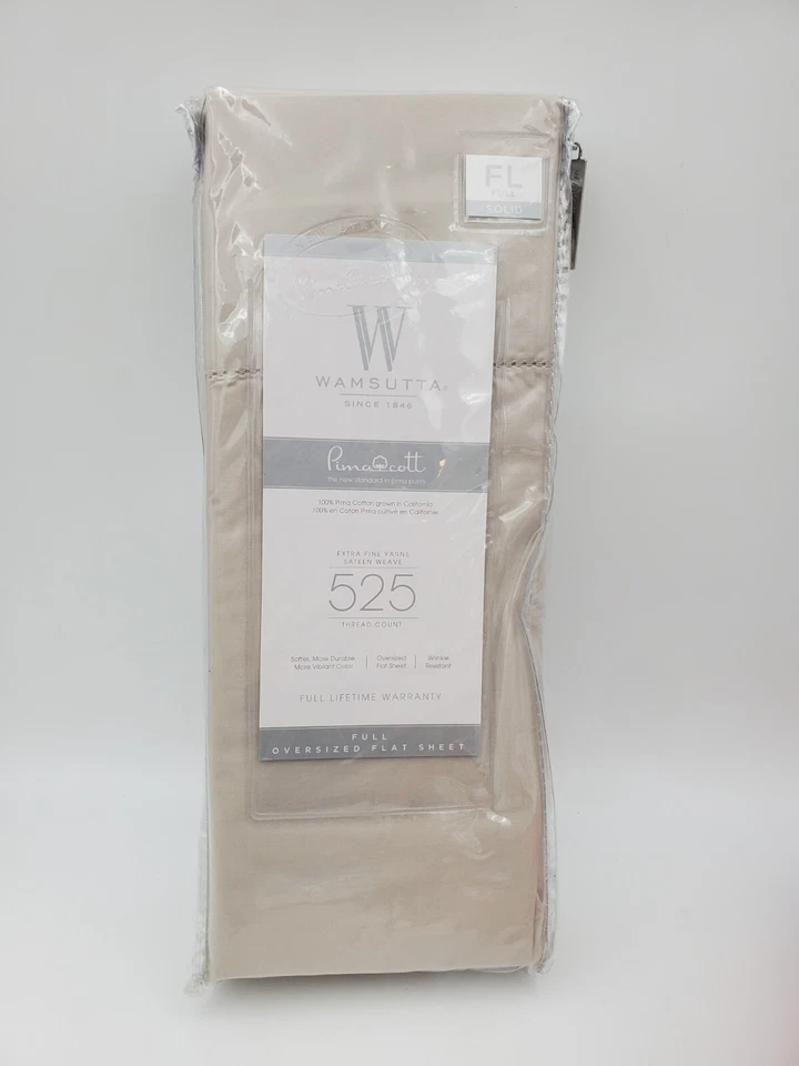 Sábana plana completa Wamsutta 1 pieza plateada lisa 100 % algodón Pima 525 TC  Foto 1 de 4