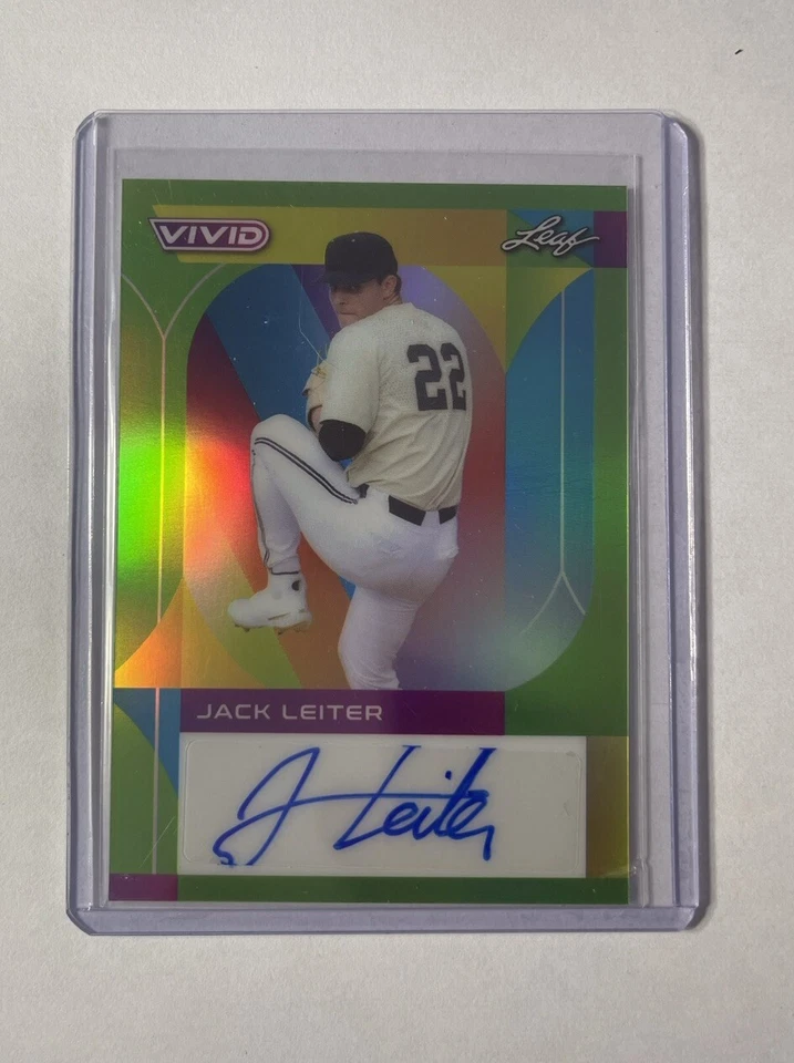 2022 Leaf Vivid Base Green Auto JACK LEITER 15/15 - Image 1 of 2