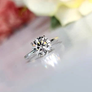 IGI Certified Lab Created 1.50 Ct Diamond Engagement Ring 18K White Gold Round - Picture 1 of 13