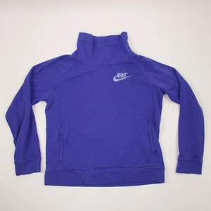 Nike Sweatshirt Girls Large Purple Embroidered Logo Cowl Neck Workout Youth - Picture 1 of 7