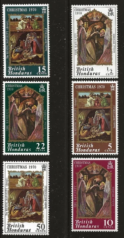 British Honduras Scott #263-68, Singles 1970 Complete Set FVF MNH Cover