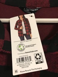 Neu mit Etikett Member's Mark gemütliches rot kariertes Button-Down-Damenhemd XXLarge - Bild 1 von 3