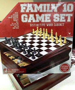 Cardinal Family 10 Classic Board Games Set Chess Backgammon Wood Storage Case - Picture 1 of 6
