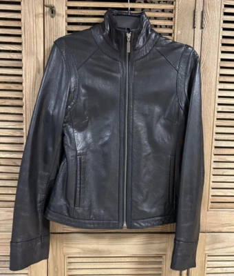 Calvin Klein Real Leather Moto Jacket Women Size S - Image 1 of 4