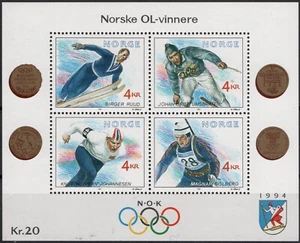 518 Noruega 1991, NK 1123-26, BL 15 ganadores olímpicos III, MNH, MI BL 15. - Imagen 1 de 1