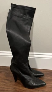 Robert Clergerie Paris Black Leather Knee High Boots Sz 7.5 High Heel - Picture 1 of 13