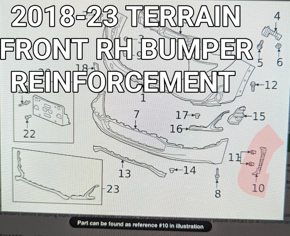 Parachoques inferior derecho GMC TERRAIN 2018-2023 RH refuerzo fascia 844186387 OEM Foto 1 de 4