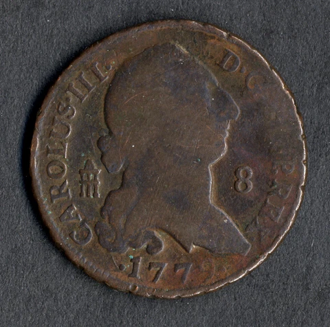 A coin of American Revolution Age * Spain 1779 Charles III 8 MARAVEDI Segovia Cover