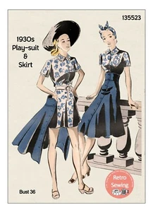 1940s Playsuit and Swing Skirt Sewing Pattern Bust 36 - Picture 1 of 3