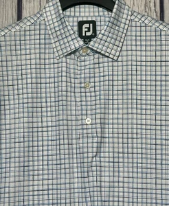 Footjoy Golf Shirt White Graph Check Plaid Performance Brandermill Mens XL Mint - Bild 1 von 9