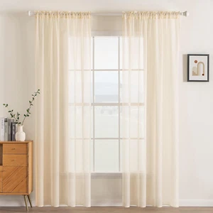 2 Panels Solid Color Sheer Window Curtains Elegant Window Voile Panels/Drapes/Tr - Picture 1 of 8