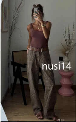ZARA NEW WOMAN RELAXED FIT HIGH-WAIST ANIMAL PRINT JEANS PANT LEOPARD 6688/241 - Image 1 of 2