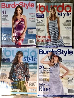 Lot of 4 BURDA Style Magazines 2014-16 Summer Fashions Pattern Inserts Intact - Image 1 of 4