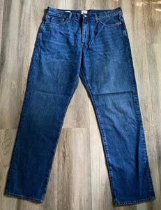 J Crew Classic Relaxed Straight Fit Blue Denim Mens Sz 36X34 NWT Jeans - Picture 1 of 14