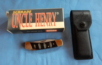 Navaja de bolsillo plegable de una sola hoja Schrade Uncle Henry LB5B con funda y caja Foto 1 de 4