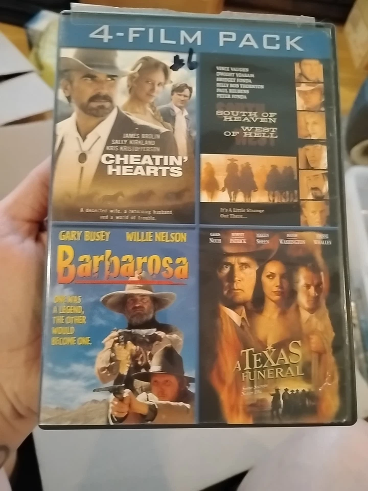 4-Film Pack (DVD) Cheatin Hearts/Barbarosa/Texas Funeral/South Heaven, West Hell - Image 1 of 1
