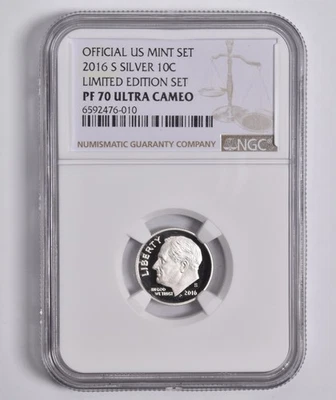 PF70 UCAM 2016-S Silver Roosevelt Dime Limited Edition NGC BROWN Lbl *3681 - Image 1 of 4