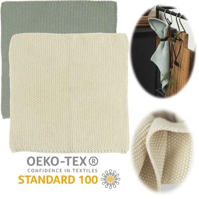 Vintage Spüllappen 25cm Mynte Hygge Gestrickt 100% Baumwolle OEKO-TEX 100 - Bild 1 von 4