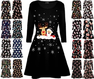 Damen Weihnachten Mini Swing Kleid Übergröße Damen Weihnachten Party Long Tops T-Shirt - Bild 1 von 20