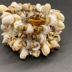 Bracciale Bobina Perle Conchiglia Vetro Artistico Conchiglia Oceano Spiaggia Gioielli - Foto 1 di 4