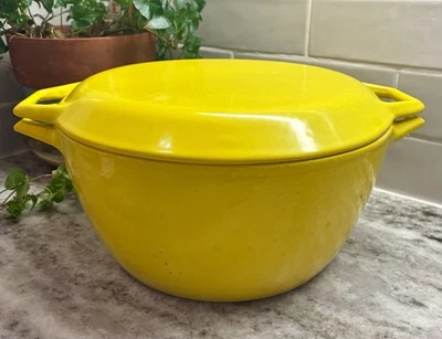 VTG Copco Denmark D3 4 Qt Yellow Cast Iron Dutch Oven MidCentury~Exceptional L44 - Image 1 of 4