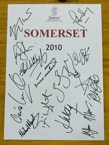 Hand Signed A4 Sheet - Somerset County Cricket Club 2010 - 15 signatures - Picture 1 of 3
