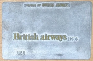 Vintage British Airways Airline Ticket Validation Plate - Bild 1 von 2