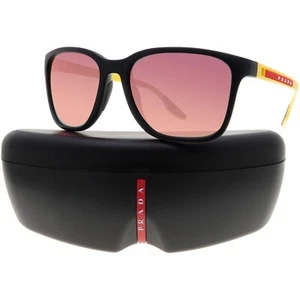 Gafas de sol deportivas Prada PS02WS SPS 02W 08W-08F negro/amarillo espejo línea rosa - Imagen 1 de 9