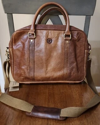 Aaron Brown Distressed Leather Messenger, Laptop, Office, School Bag 15" NWT - Image 1 of 4
