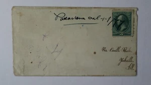 1877 Pasadena Los Angeles California Manuscript 3c Bank Note Yorkville IL Cover - Picture 1 of 2