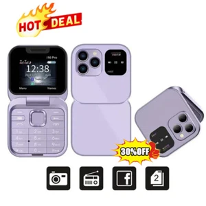 2024 New Mini Flip Mobile Phone 2 SIM Card Small Display Foldable Cell PhoneUK- - Picture 1 of 14