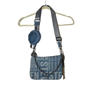 New Steve Madden Bdenice Denim Blue Crossbody/Shoulder Bag 3D Rose Coin Purse - Picture 1 of 18