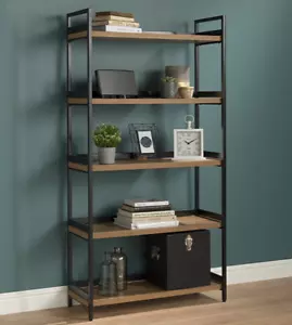 5 Tier Contemporary Industrial Bookshelf/Shelving Unit Oak finish 1750mmH  - Picture 1 of 5