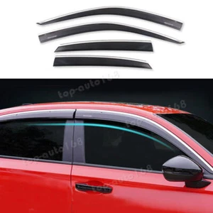 For Honda Civic Sedan 2022-2024 Window Visors Sun Rain Guard Deflectors W/Chrome - Foto 1 di 10