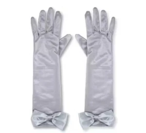 Target Girls Silver Satin Dress Up Gloves M55 - Picture 1 of 1