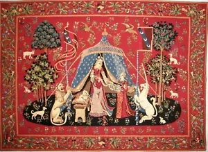 NEW 56" A MON SEUL DESIR CLUNY TAPESTRY WALL HANGING, RED, BEAUTIFUL GIFT IDEA - Picture 1 of 5
