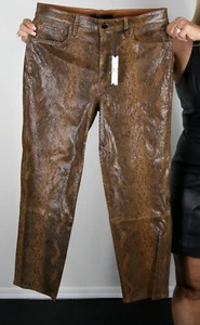 Brand New J Brand Brown Python Print Leather Pants Size 30 Medium M - Picture 1 of 7