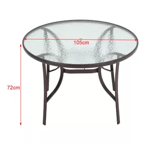 More details for outdoor deck coffee drinks tempered glass top table garden bistro dining table