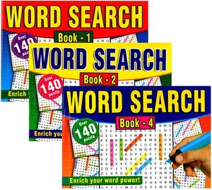 Set Of 3 A5 Word Search Books Puzzle Case Bound Activity Wordsearch Book - Picture 1 of 4