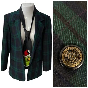 Blazer Prophecy Sag Harbor para mujer 10 verde chaqueta de lana a cuadros oficina academia - Imagen 1 de 16