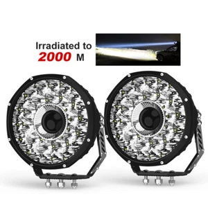 Pair Round 8.5" LED Laser Driving Offroad Lights Spot Flood For 4x4 Truck PK 9'' - Picture 1 of 9