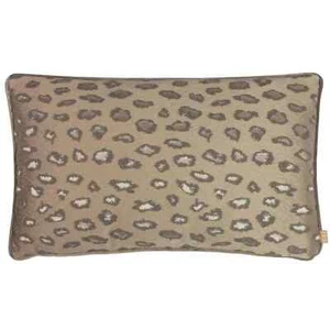 Feather Filled Cushion 30x50cm Brown Animal Print Kai Faline Clay Velvet - Picture 1 of 3