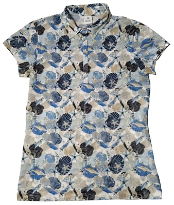 DEPORTES DIARIOS Mujeres Grande Azul Conchas Marinas Estrella de Mar AOP Golf Polo Usado en Excelente Condición Foto 1 de 4