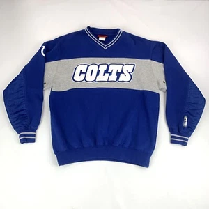 Colts NFL V Neck Logo Sweatshirt Size Medium- Blue White Indianapolis Football - Picture 1 of 10