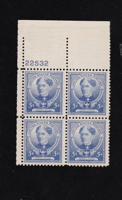  SCOTT 872 1940 5 CENTS FAMOUS F.E.WILLARD PLATE BLOCK VF MNH OG   - Image 1 of 2