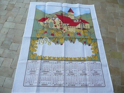 torchon ancien vintage  calendrier 1998 le village - Photo 1/2
