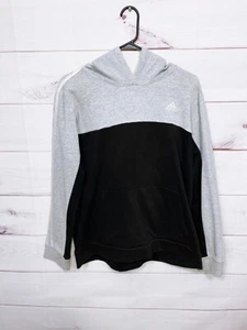 Adidas Felpa con Cappuccio Ragazzo Taglia XL (18/20) Grigio e Nero Tasca Canguro Manica Lunga - Foto 1 di 13