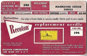 VINTAGE RECOTON 396-SAPHIR-MAGNAVOX 560138 PHONOGRAPHENNADEL NEU VERSIEGELT-BOX - Bild 1 von 1