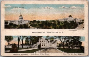 Postal de Washington DC ""PANORAMAS"" Casa Blanca/Capitolio de los Estados Unidos - 1918 Cancelar - Imagen 1 de 2